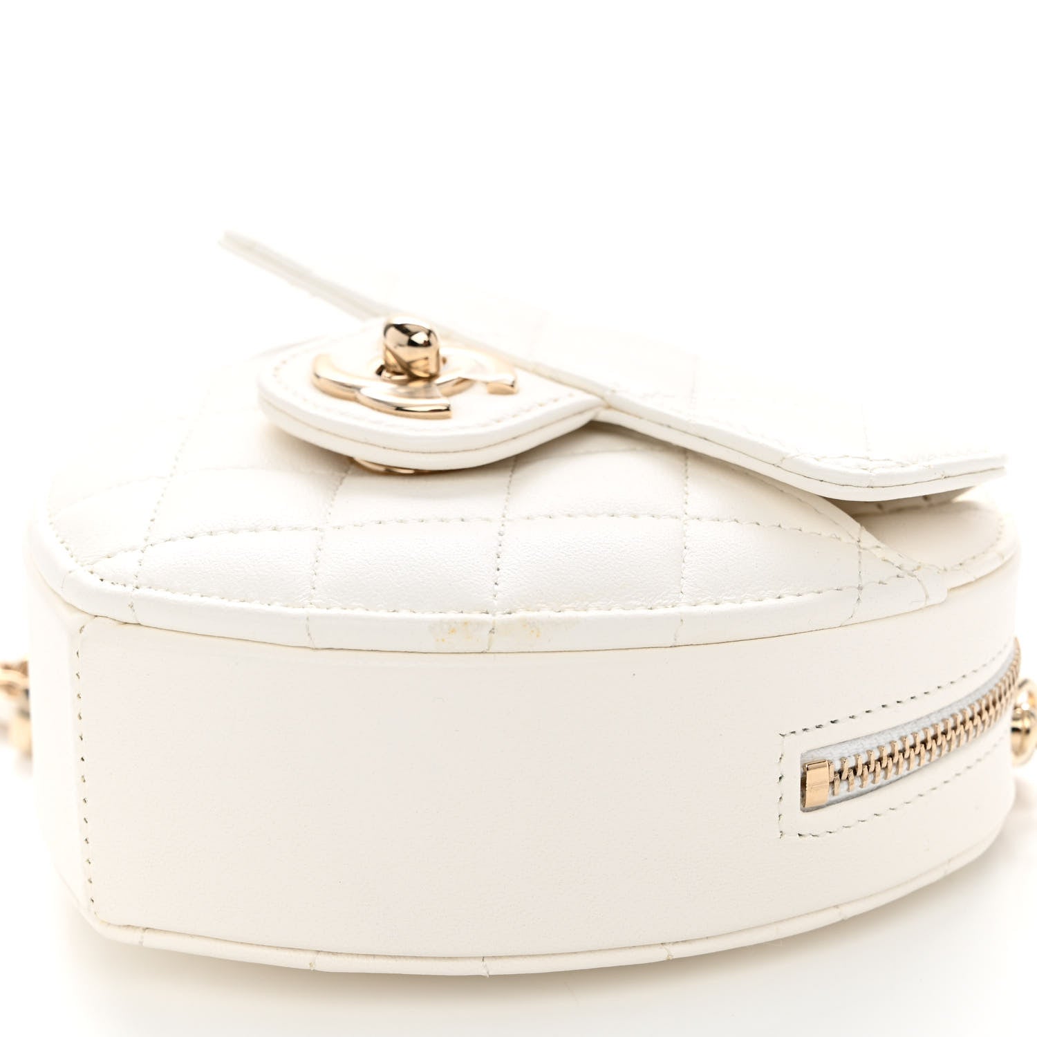 Chanel Lambskin Quilted CC In Love Heart Clutch With Chain White 9 of 10