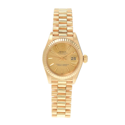 Rolex 18K Yellow Gold 26mm Oyster Perpetual Datejust President Watch Champagne 69178 1 of 5