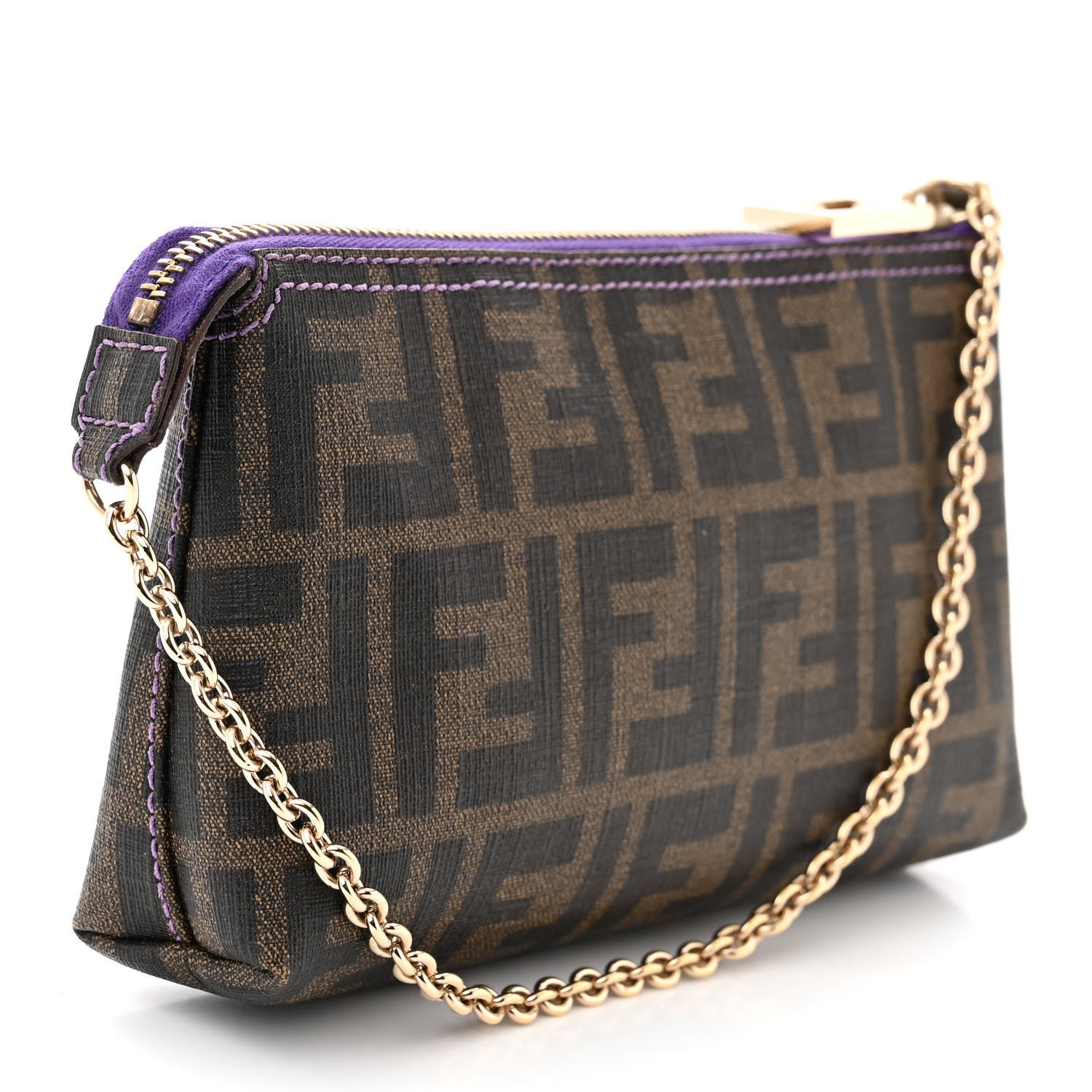 Fendi Zucca Spalmati Pochette Tobacco Viola 3 of 11