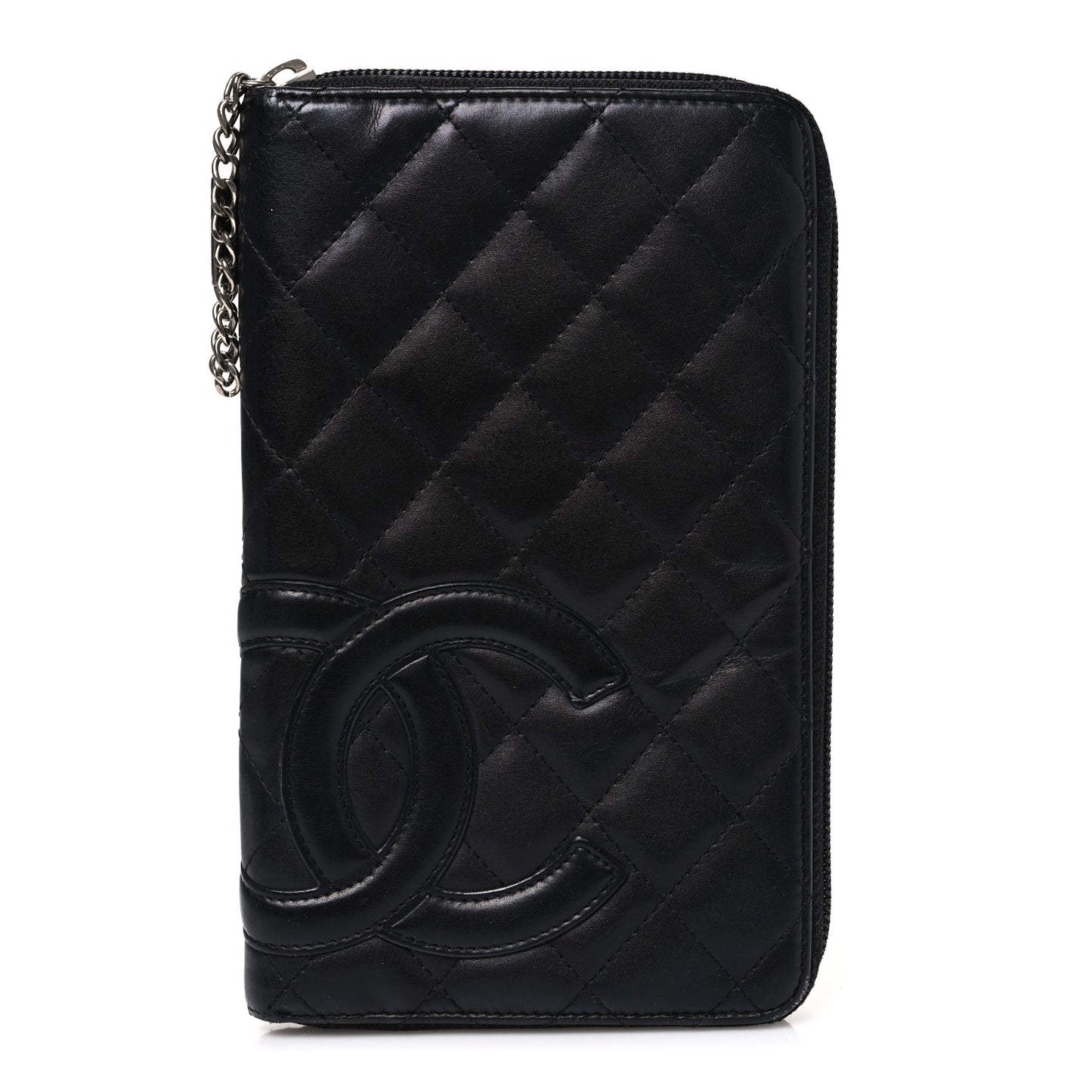 Calfskin Cambon Zip Around Organizer Wallet Black