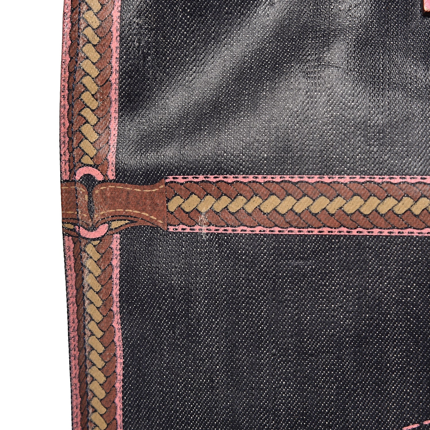 Fendi Coated Canvas Calfskin Romano Selleria Borghese Print Special Shopping Tote Blue Rosa 13 of 22