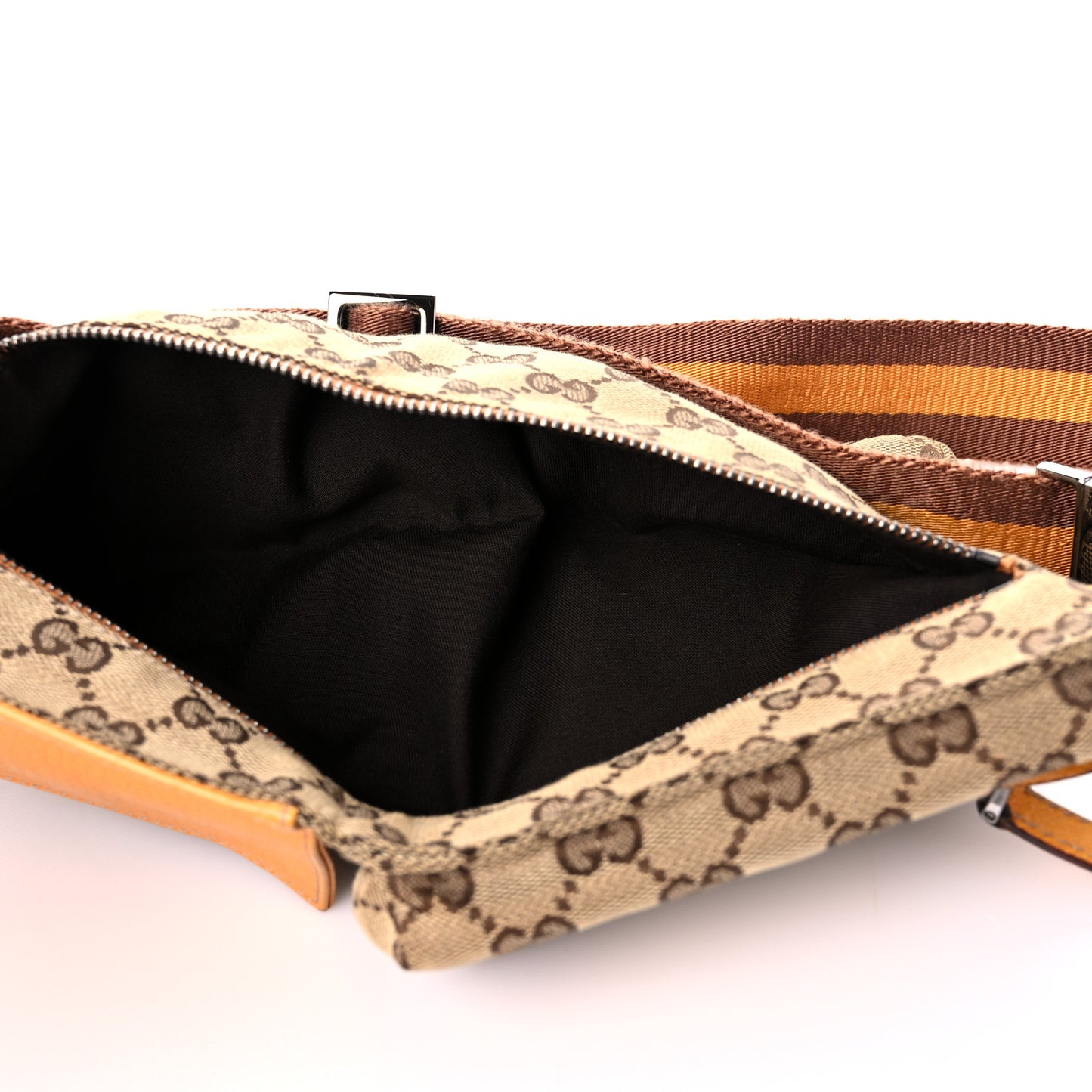 GG Monogram Web Double Pocket Belt Bag Yellow