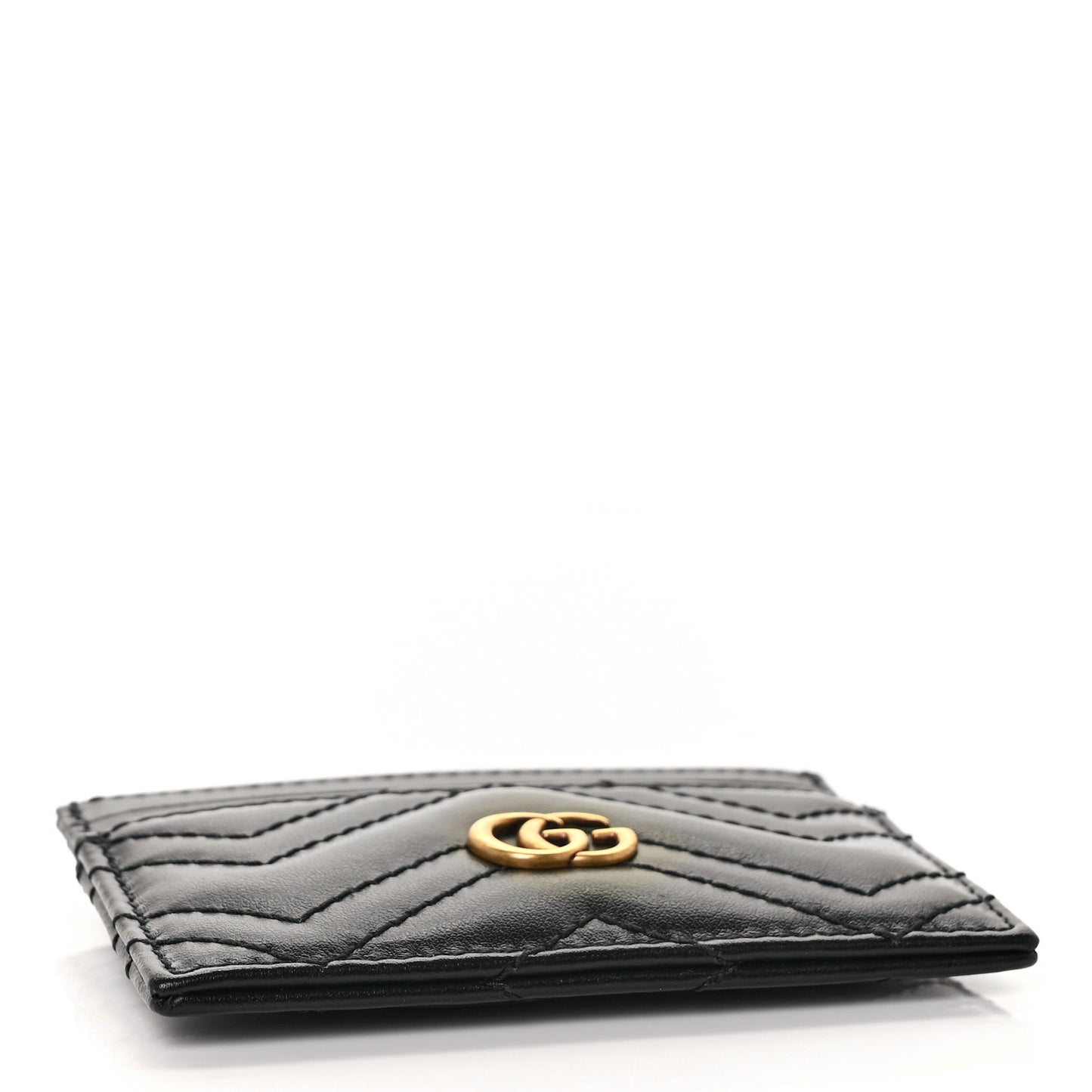 Calfskin Matelasse GG Marmont Card Holder Black