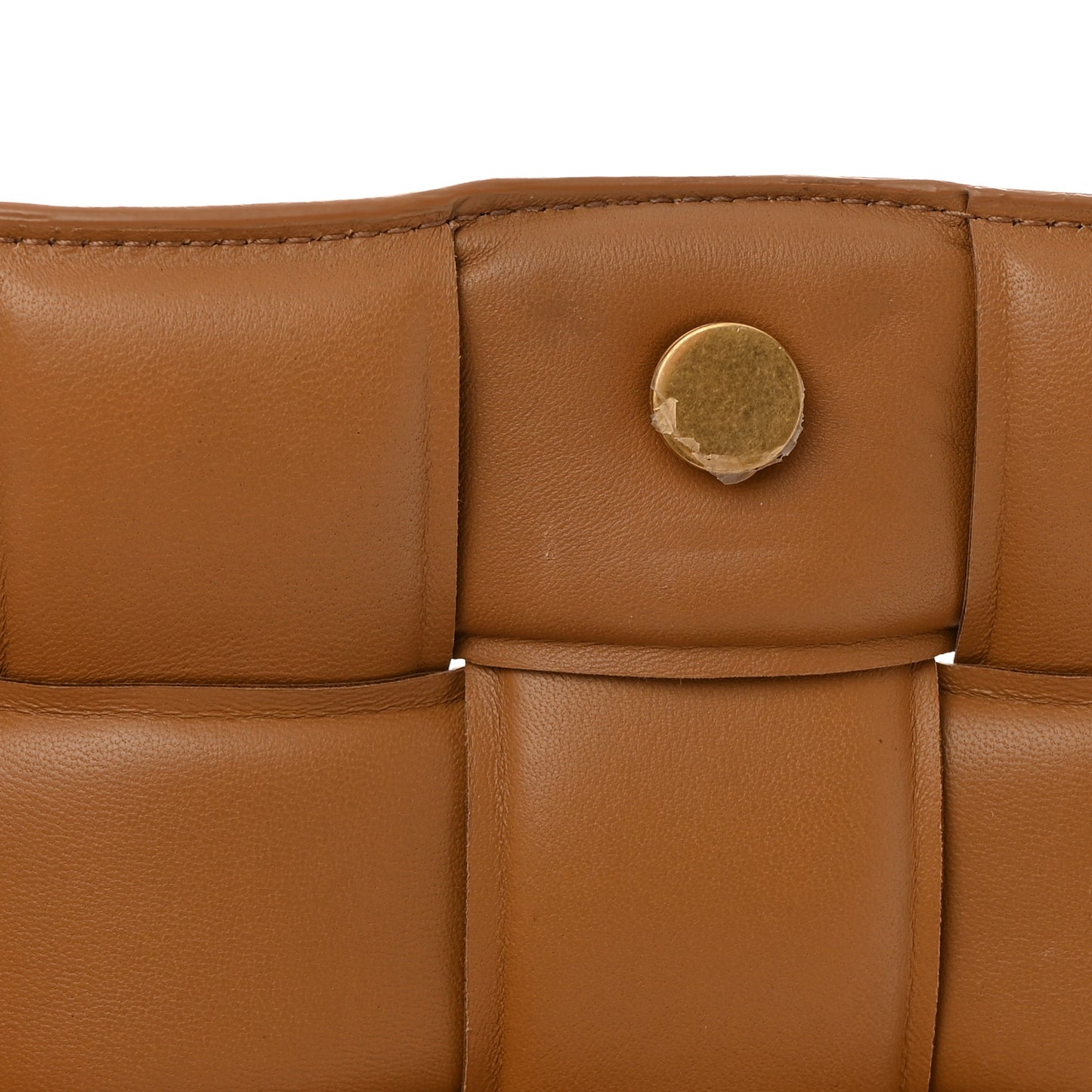 Nappa Maxi Intreccio Padded Cassette Crossbody Bag Caramel