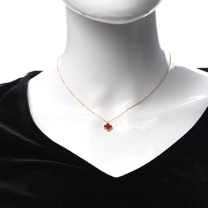 Van Cleef & Arpels 18K Rose Gold Carnelian Sweet Alhambra Pendant Necklace 2 of 8