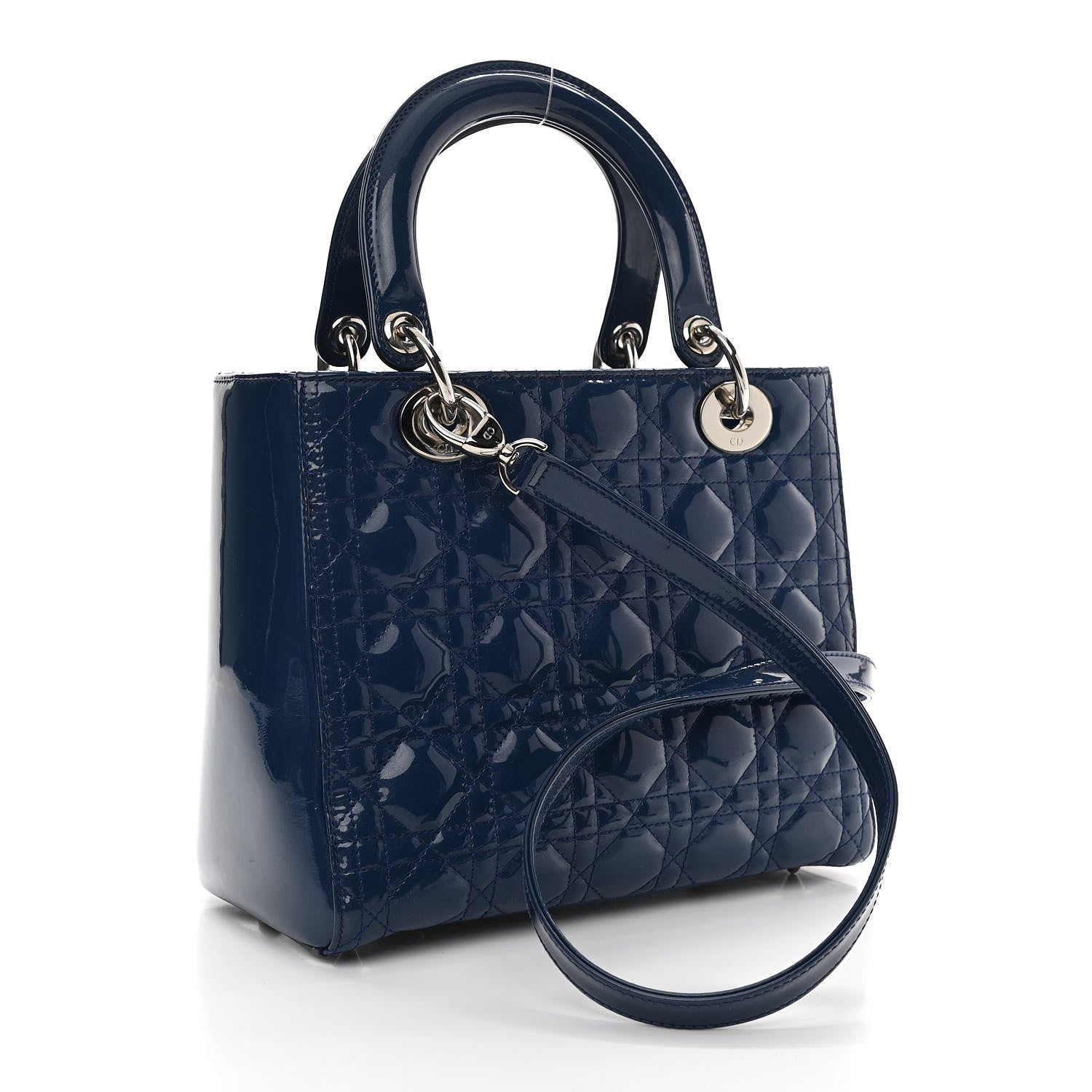 Christian Dior Patent Cannage Medium Lady Dior Blue 2 of 11