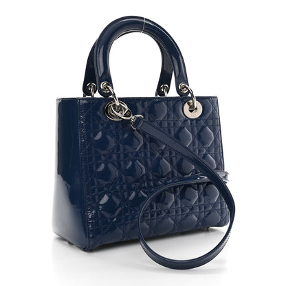 Christian Dior Patent Cannage Medium Lady Dior Blue 2 of 11