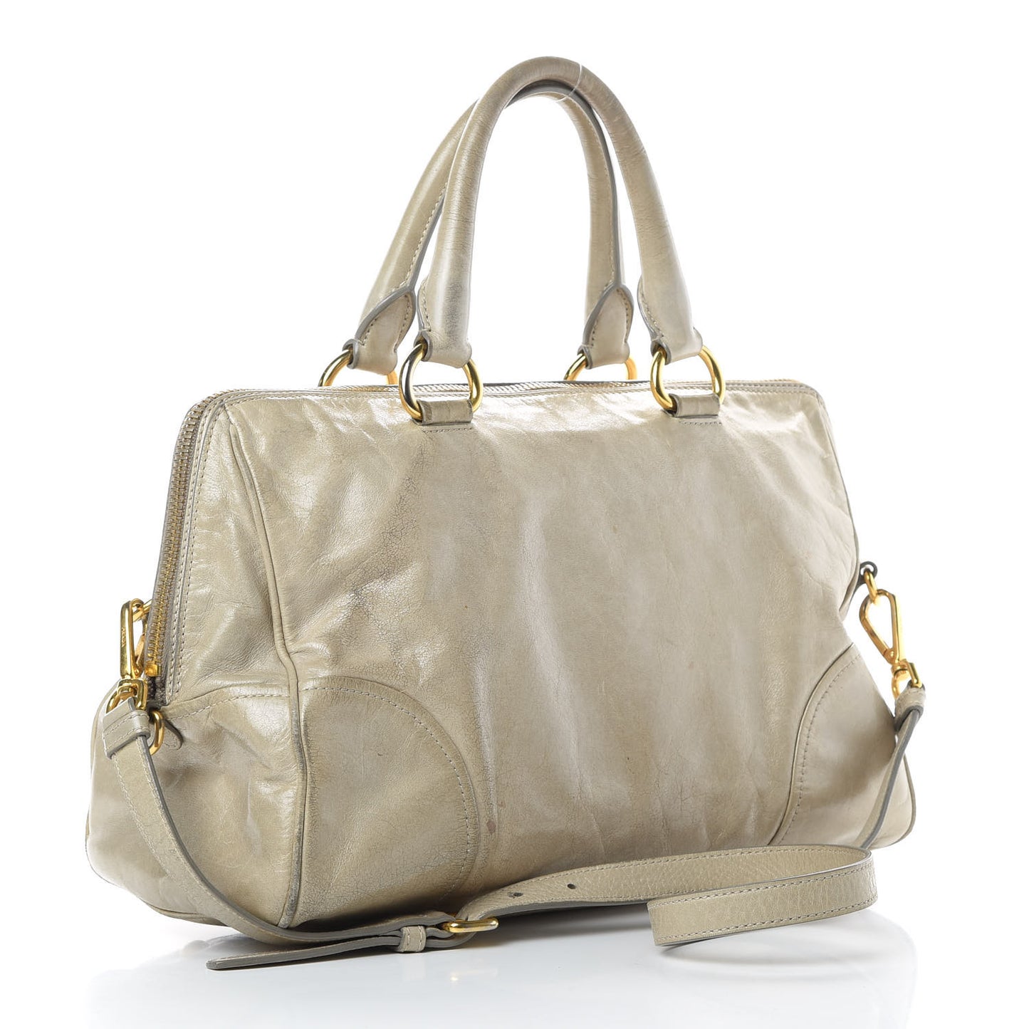 Vitello Shine Shopping Satchel Cammeo