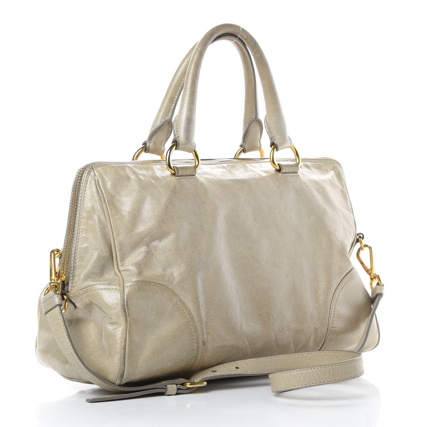 Prada Vitello Shine Shopping Satchel Cammeo 3 of 17