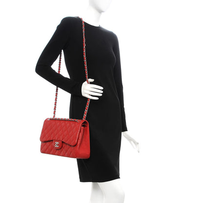 Chanel Caviar Quilted Jumbo Double Flap Red 2 of 7