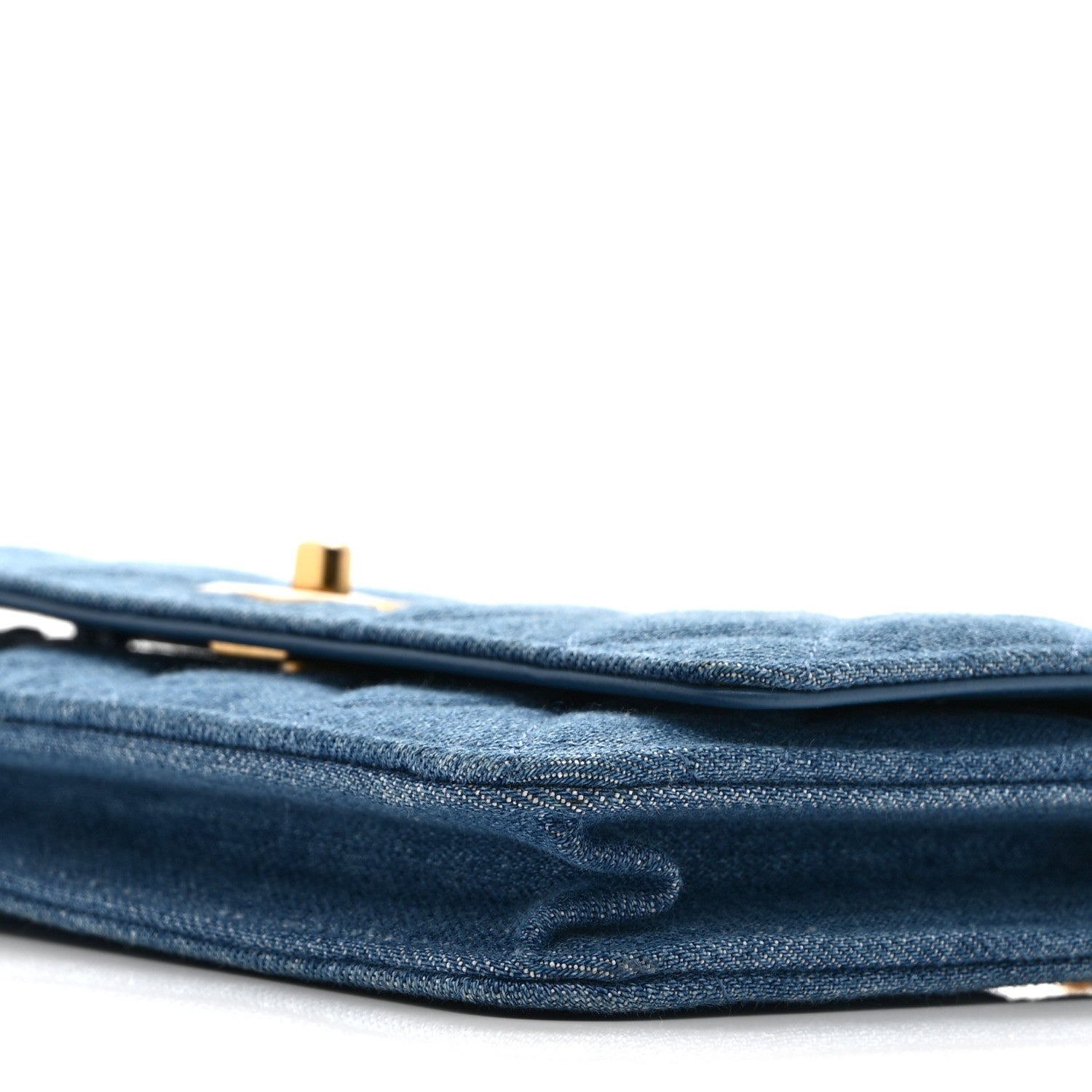 Chanel Denim Quilted CC Pearl Crush Wallet on Chain WOC Blue 11 of 11