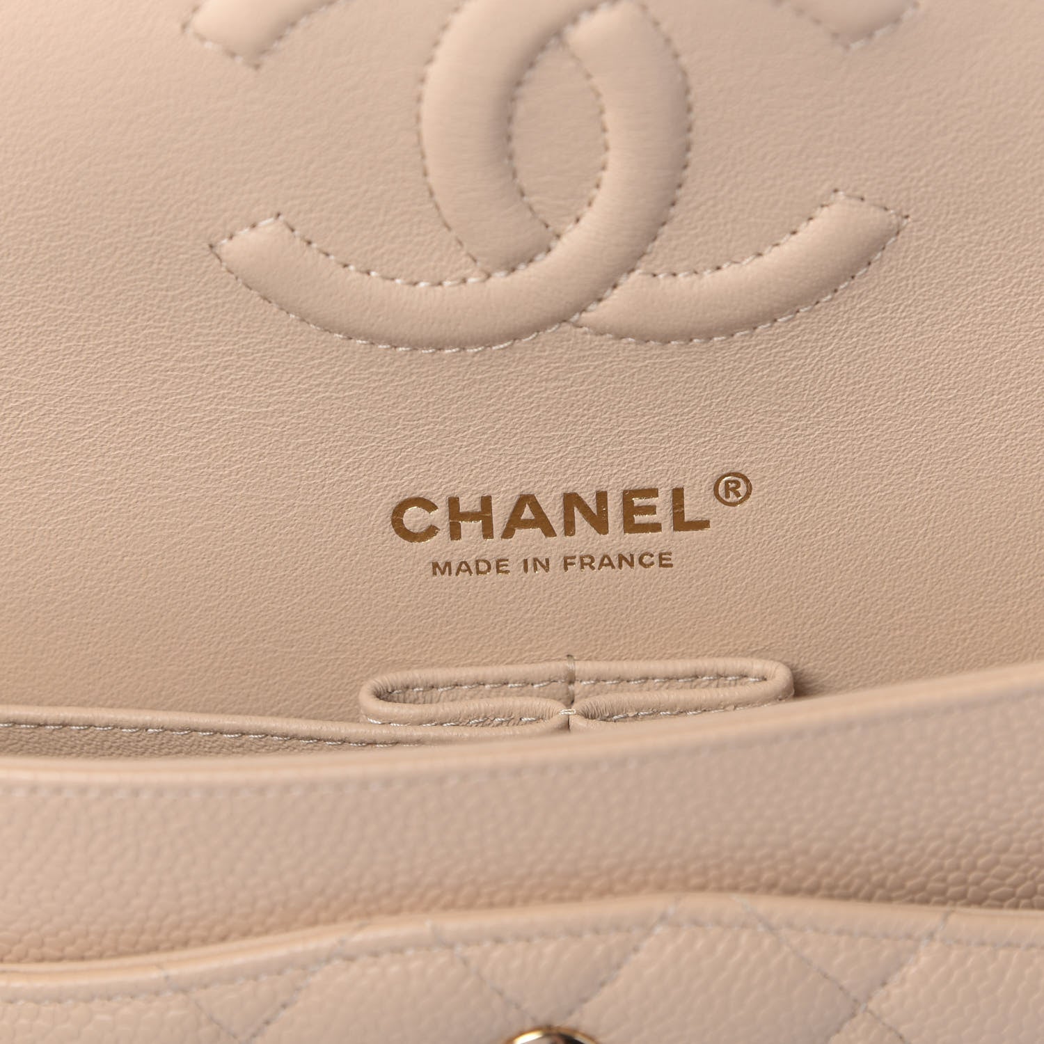 Chanel Caviar Quilted Medium Double Flap Beige 9 of 12