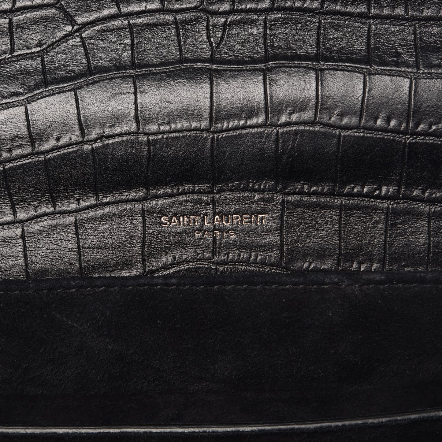 Calfskin Crocodile Embossed Medium Bellechasse Satchel Matte Black