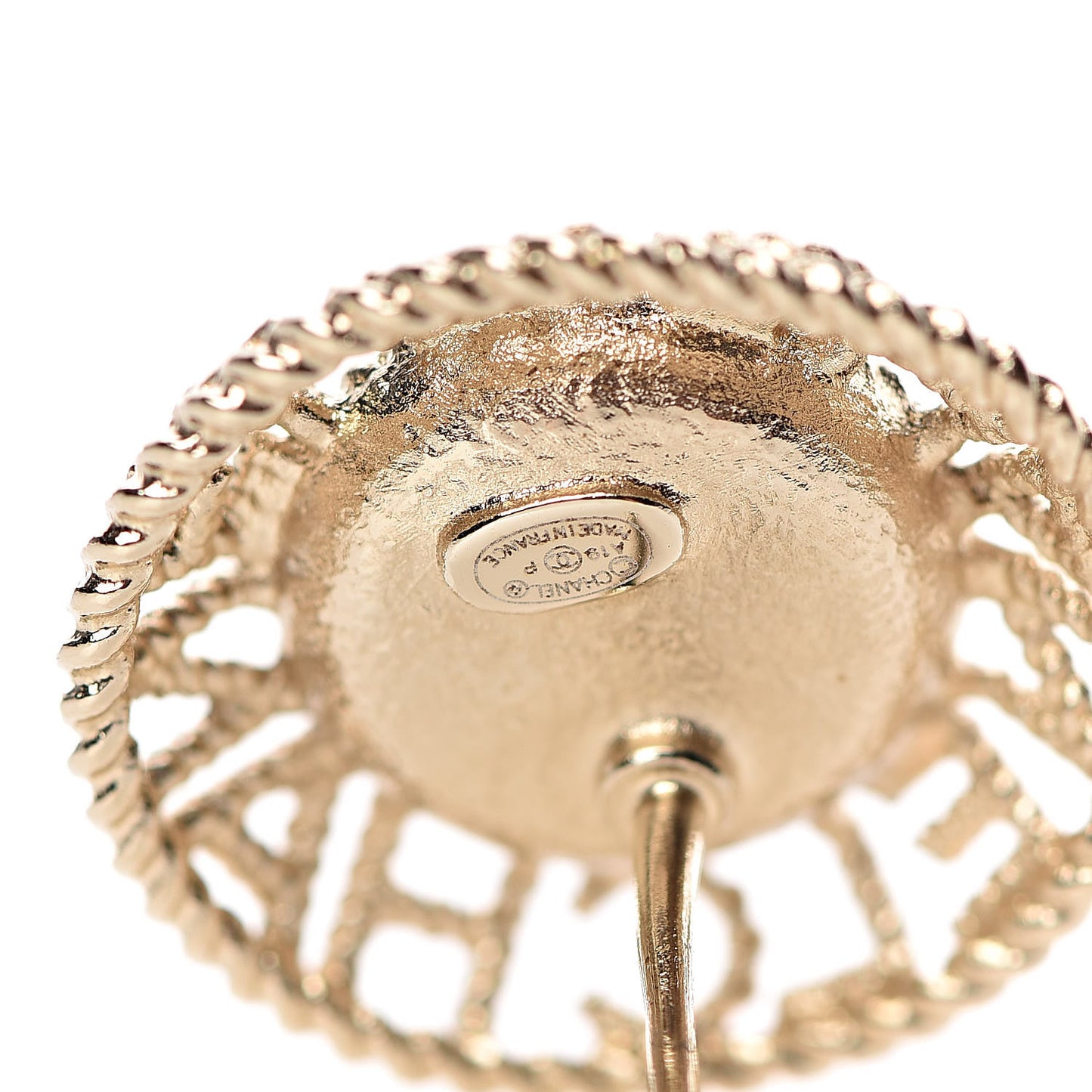 Pearl CC Round Earrings Gold