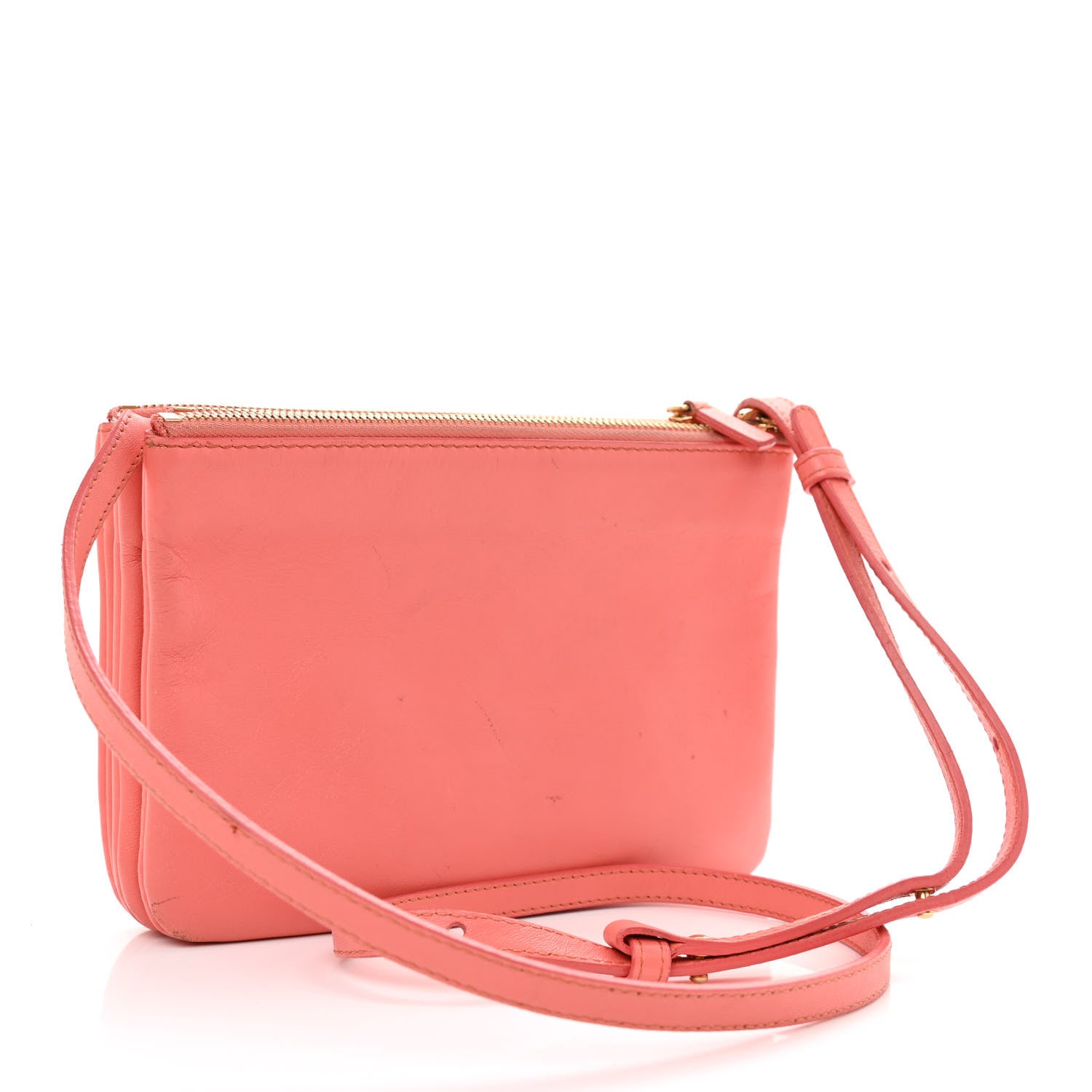 Celine Lambskin Small Trio Crossbody Bag Light Ruby 3 of 18