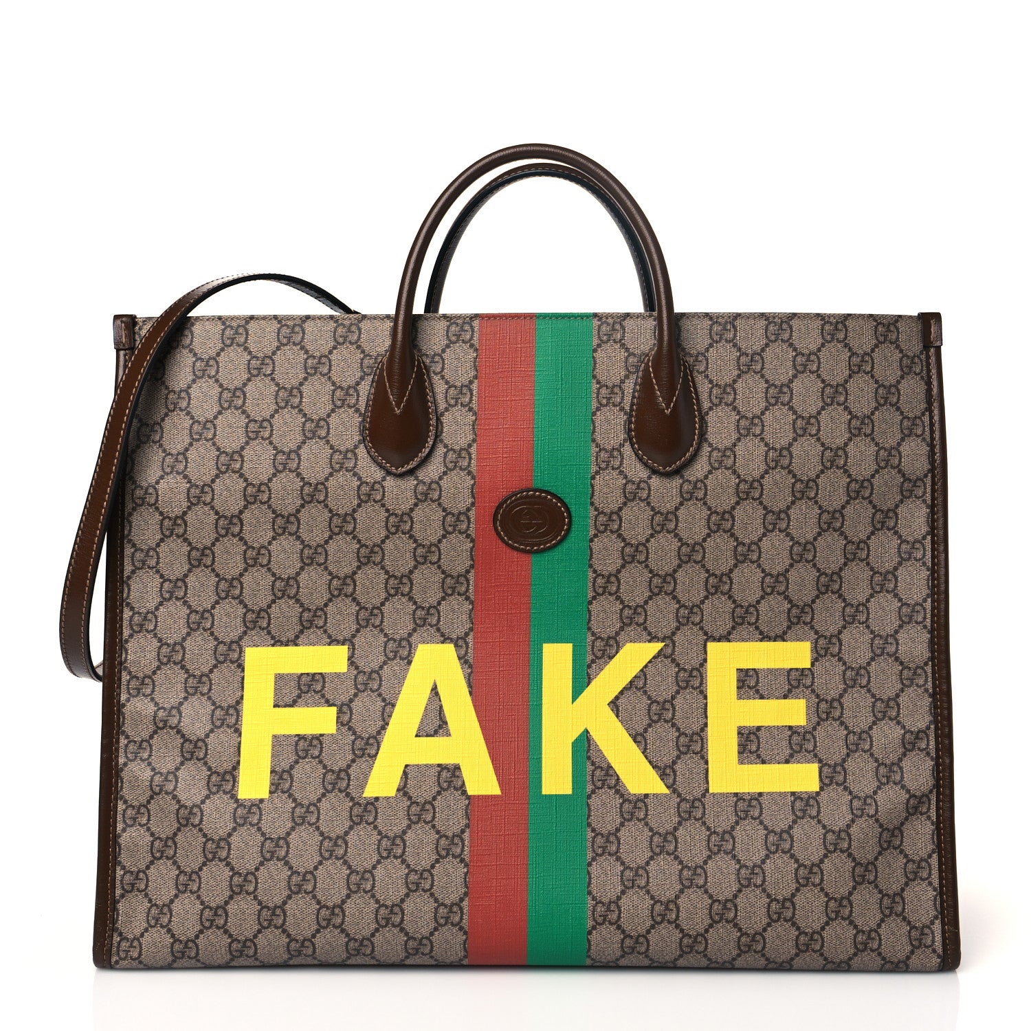 Gucci GG Supreme Monogram Fake/Not Large Retro Interlocking G Tote Bag Beige Brown Sugar 1 of 11