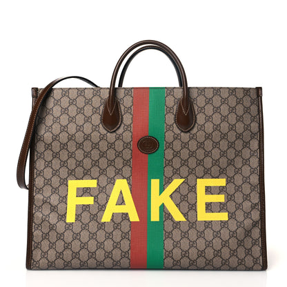 Gucci GG Supreme Monogram Fake/Not Large Retro Interlocking G Tote Bag Beige Brown Sugar 1 of 11