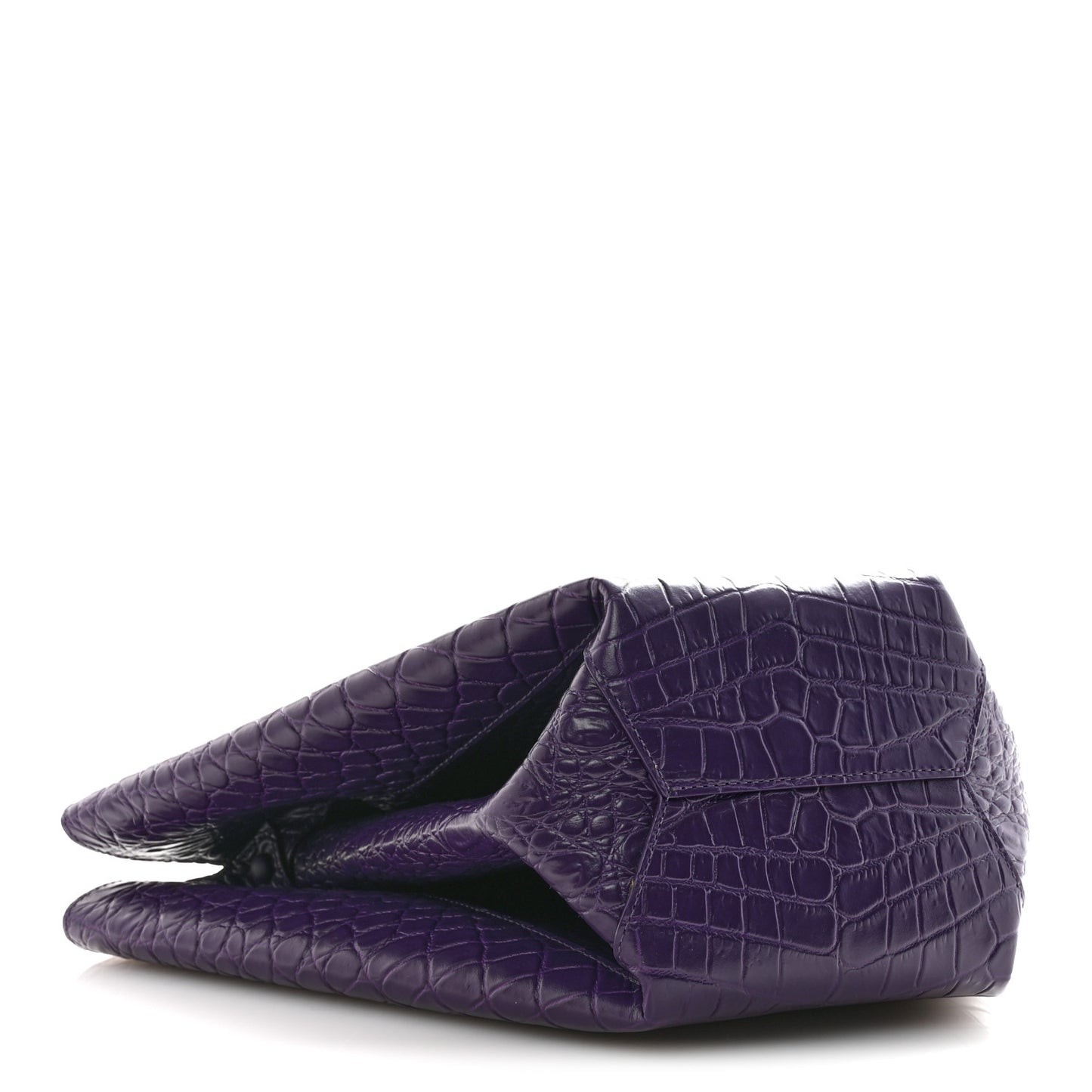 Calfskin Crocodile Embossed Doll Top Handle Bag Purple