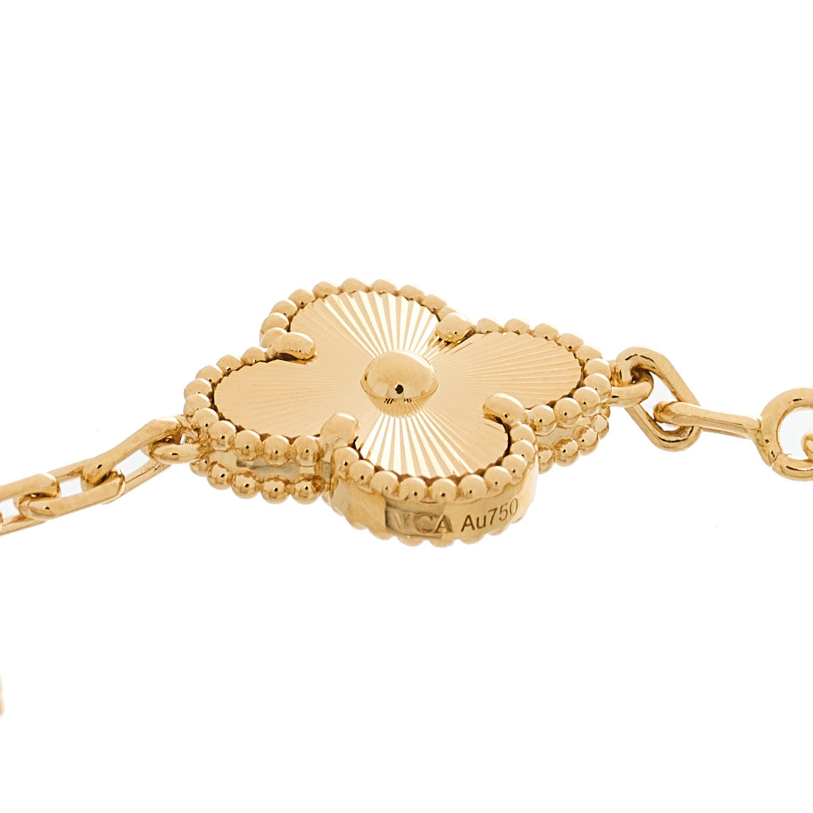 18K Yellow Gold 5 Motifs Guilloche Vintage Alhambra Bracelet