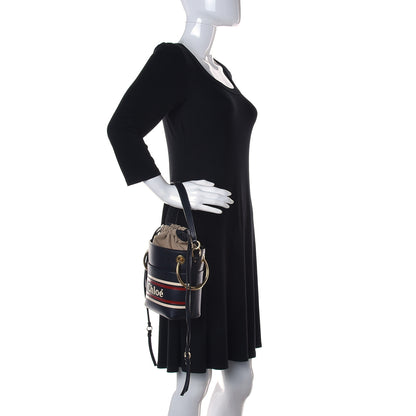 Chloe Smooth Calfskin Logo Mini Roy Bucket Bag Full Blue 2 of 11