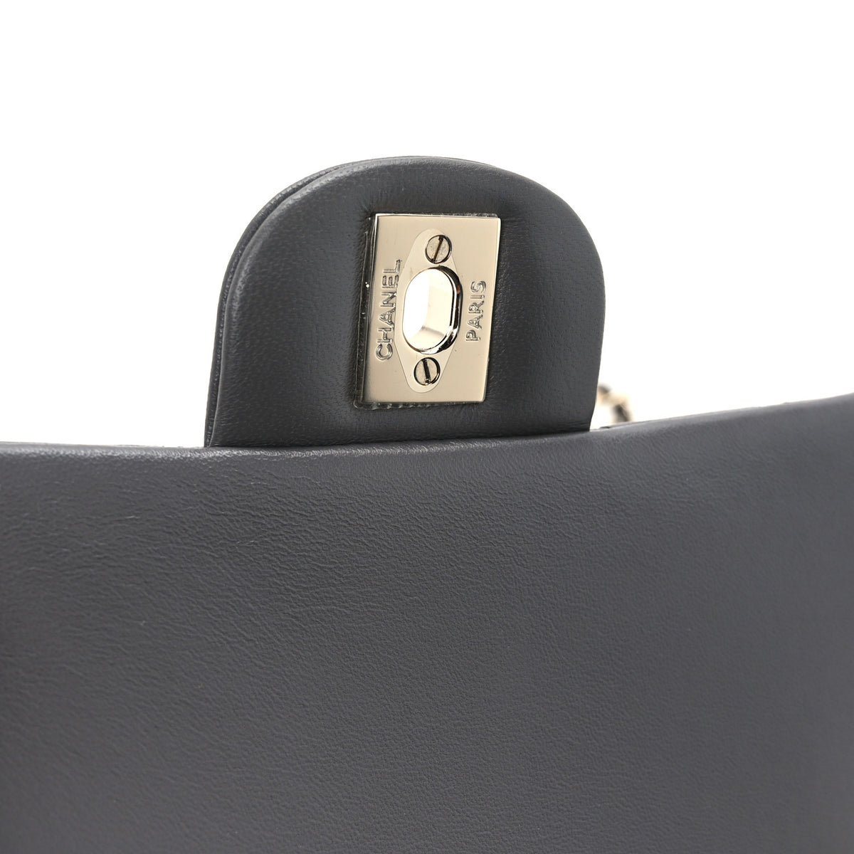 Lambskin Quilted Mini Rectangular Flap Dark Grey