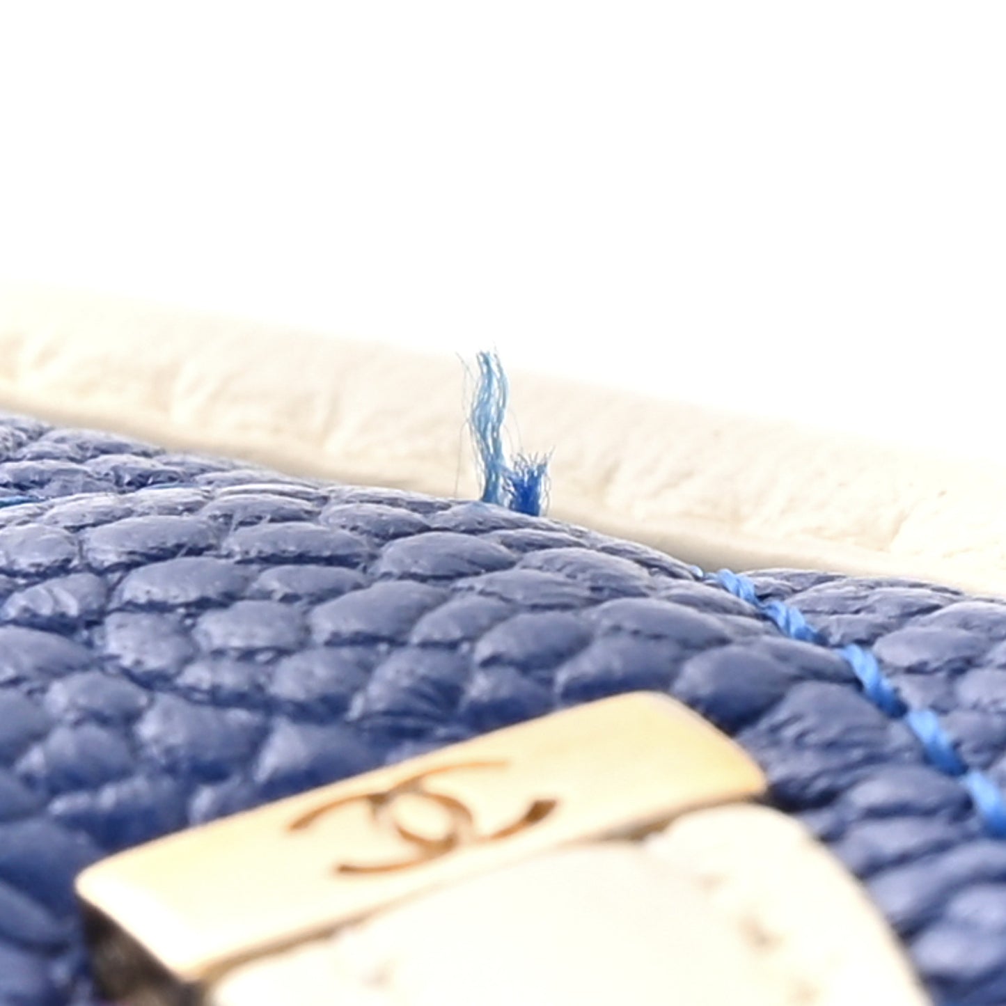 Caviar Quilted Round Filigree Crossbody Blue White Red