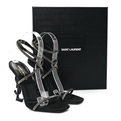 Saint Laurent Crepe Satin Strass Opyum 110 Sandals 38 Black 10 of 10