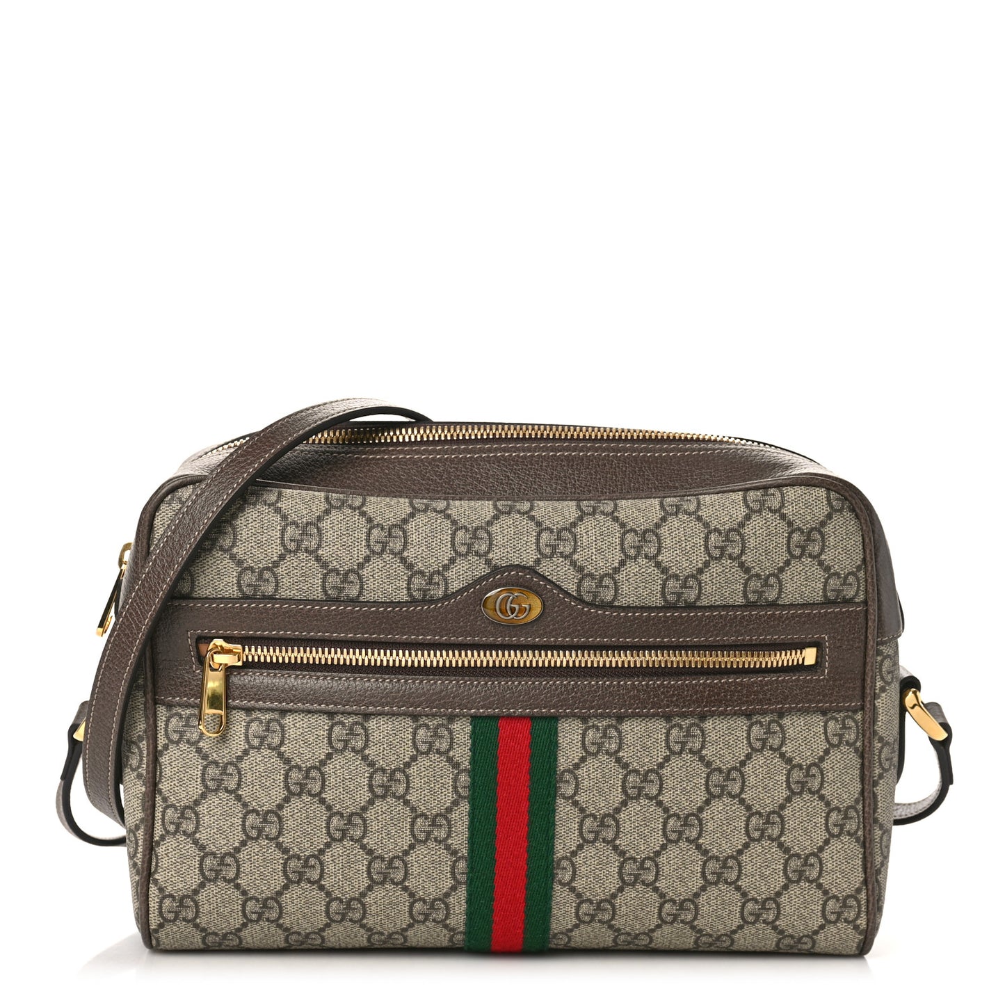 GG Supreme Monogram Web Small Ophidia Shoulder Bag Brown
