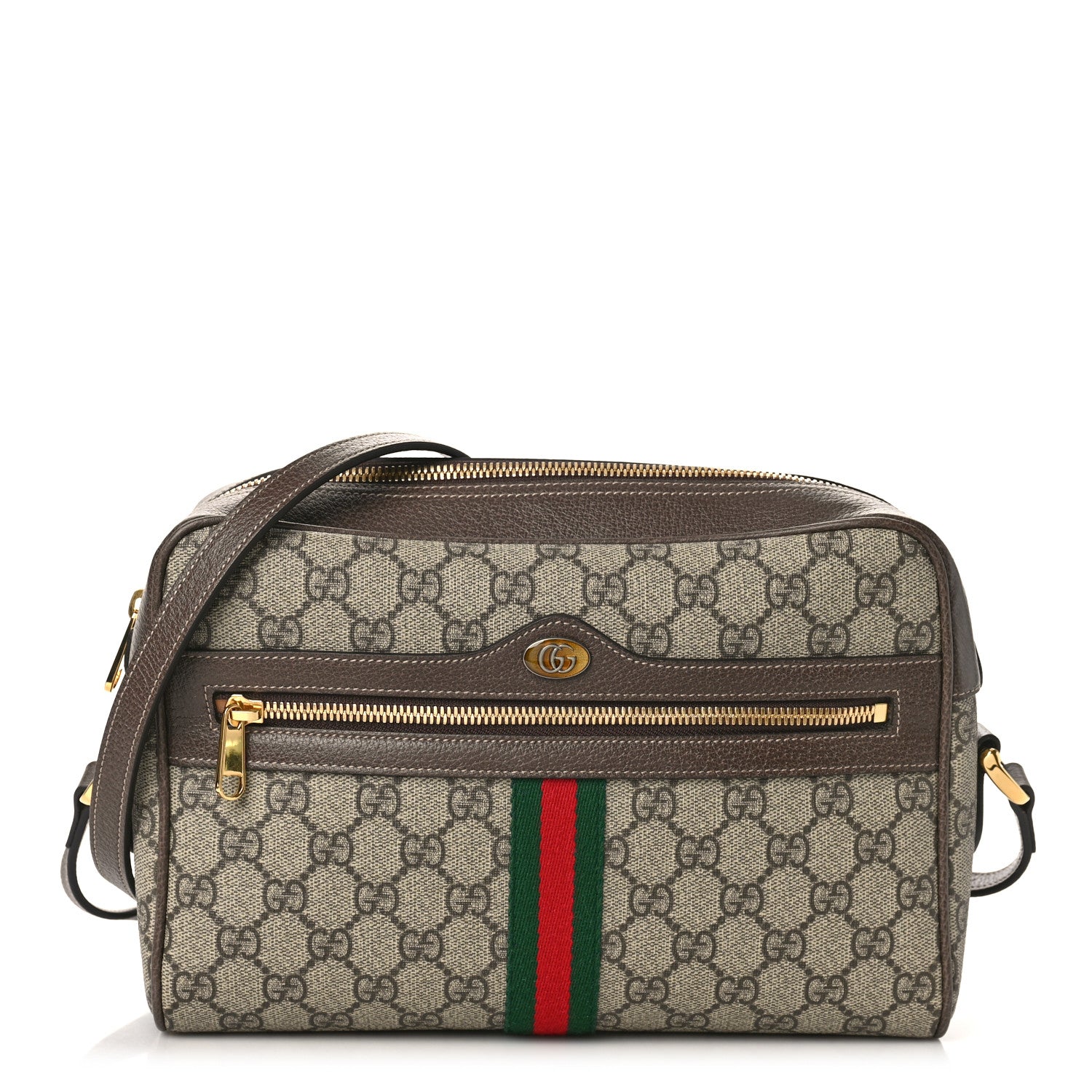 Gucci GG Supreme Monogram Web Small Ophidia Shoulder Bag Brown 1 of 9