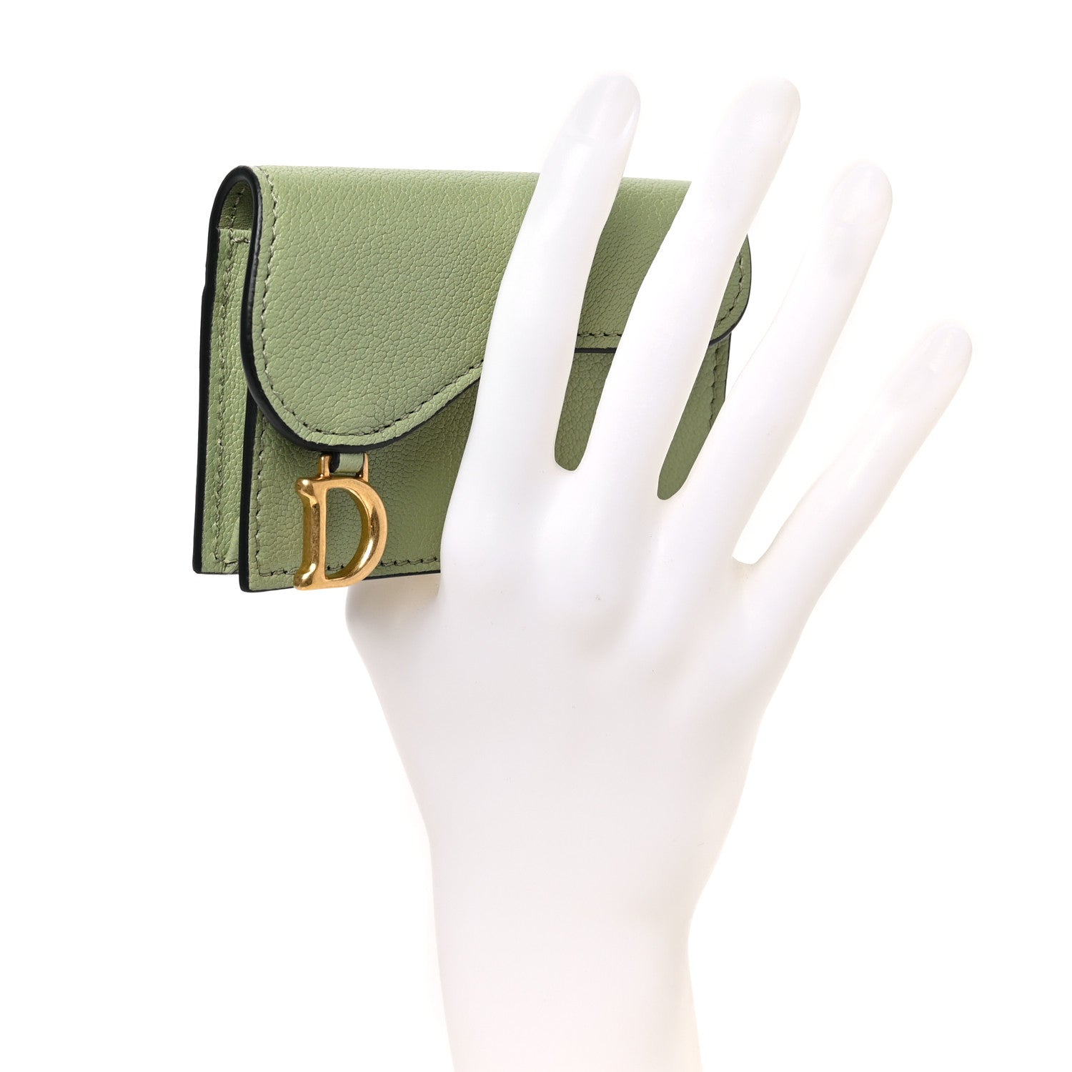 Christian Dior Goatskin Saddle Card Holder Light Green 2 of 7