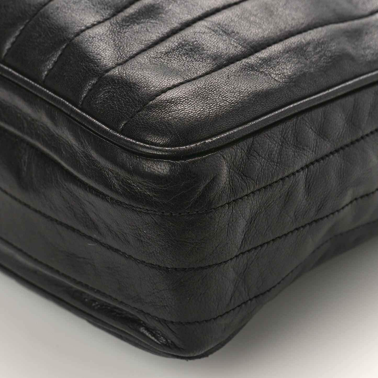 Lambskin Vertical Quilted Tassel Camera Case Black