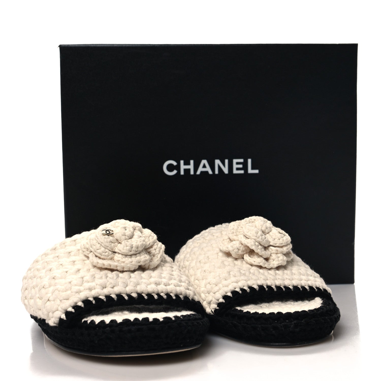 Chanel Crochet Mules 41 Ivory Black 9 of 9