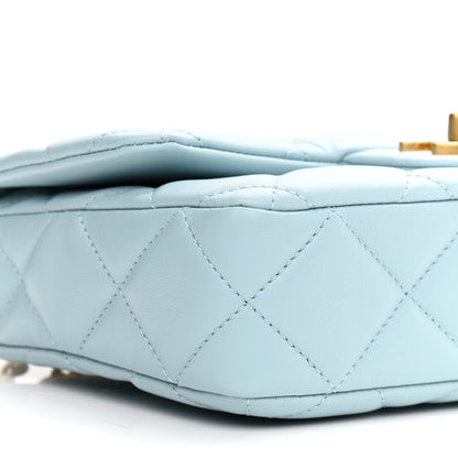 Chanel Lambskin Enamel Quilted Pending CC Small Flap Light Blue 9 of 11