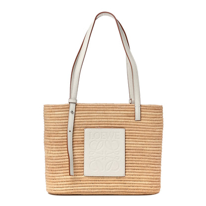 Loewe Raffia Square Basket Tote Bag Natural White 1 of 9