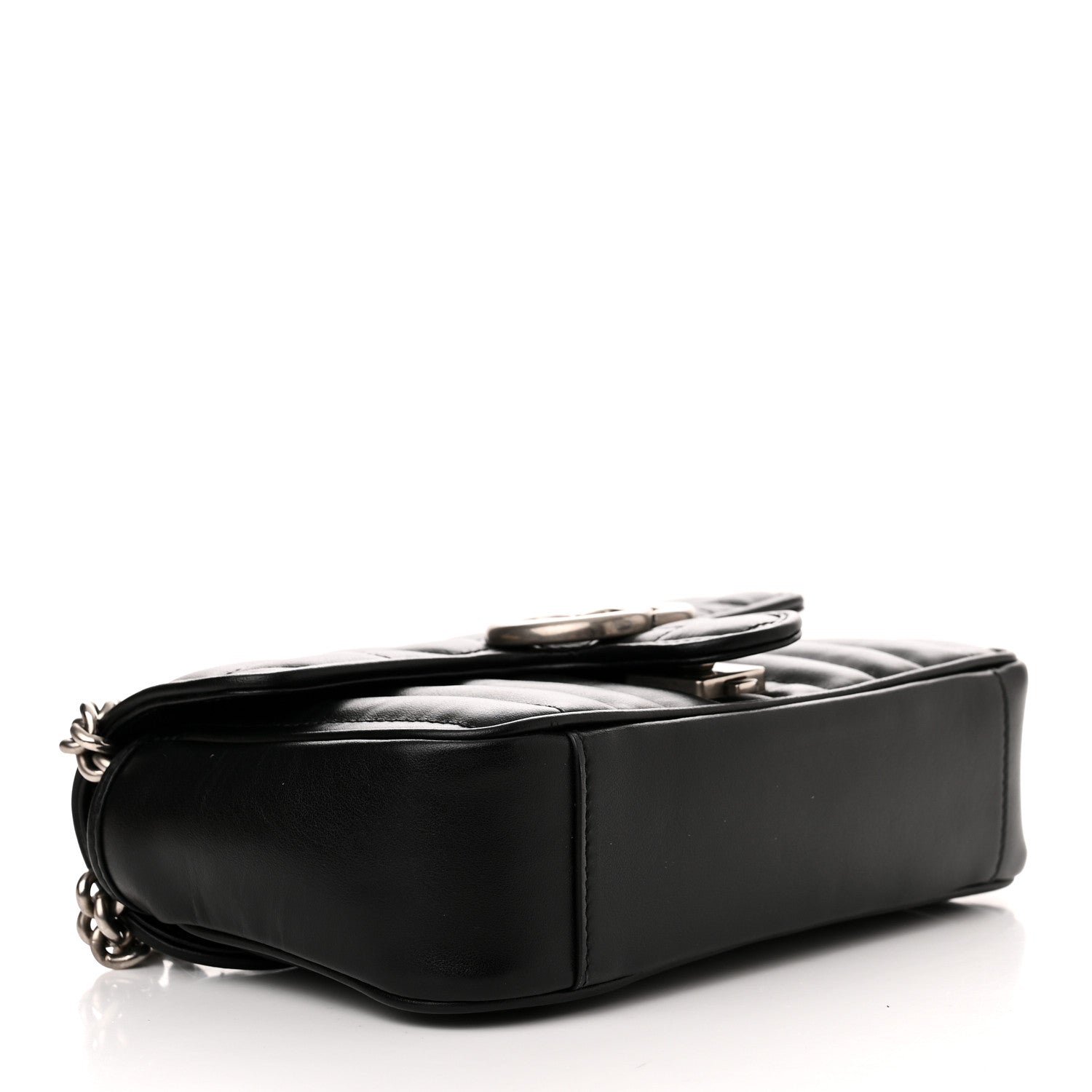 Gucci Calfskin Matelasse Aria Mini GG Marmont Shoulder Bag Black 4 of 11
