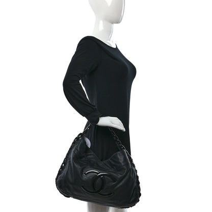 Chanel Calfskin Modern Chain Rhodoid Hobo Black 2 of 9