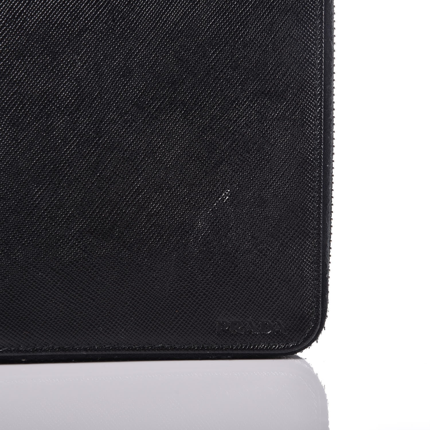 Prada Saffiano Zip Around Portfolio Wallet Black 8 of 10