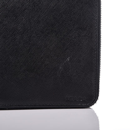 Prada Saffiano Zip Around Portfolio Wallet Black 8 of 10