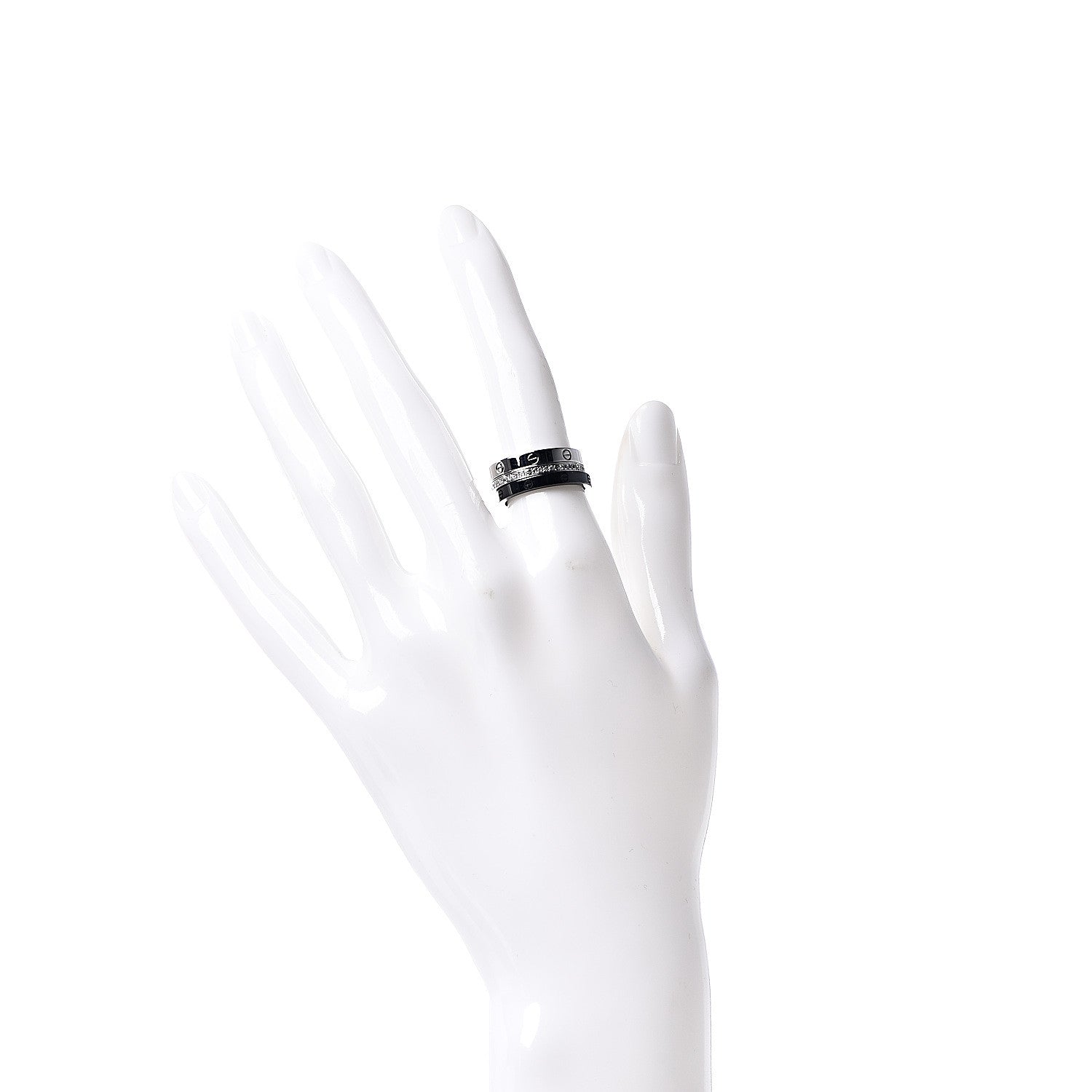 Cartier 18K White Gold Diamond Ceramic LOVE Ring Set 51 5.75 2 of 7