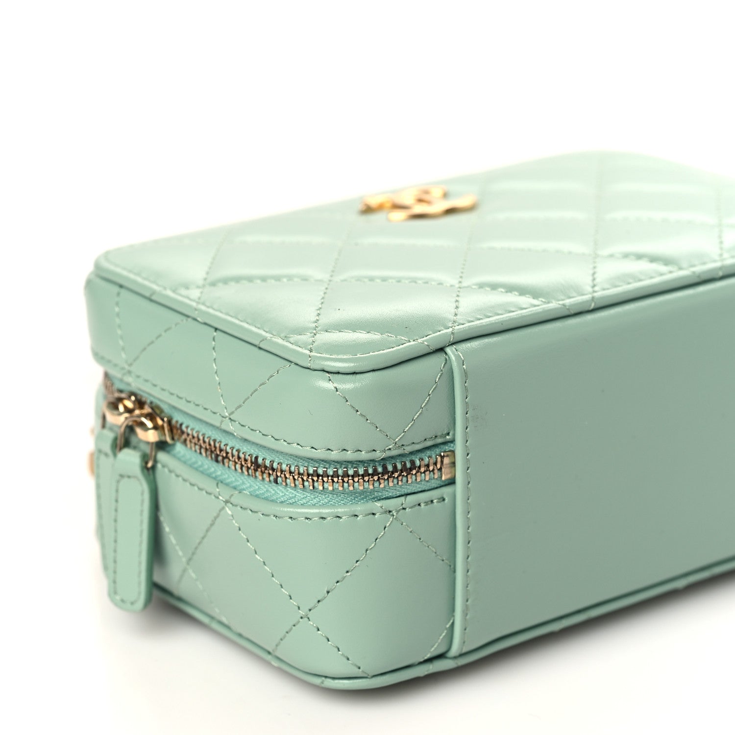 Chanel Lambskin Quilted Top Handle Small Vanity Case Light Green 8 of 9