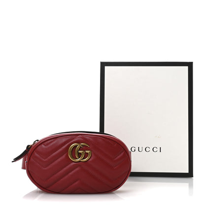 Gucci Calfskin Matelasse GG Marmont Belt Bag 85 34 Hibiscus Red 11 of 12