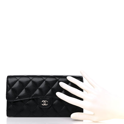 Chanel Caviar Quilted Large Gusset Flap Wallet Black 2 of 11