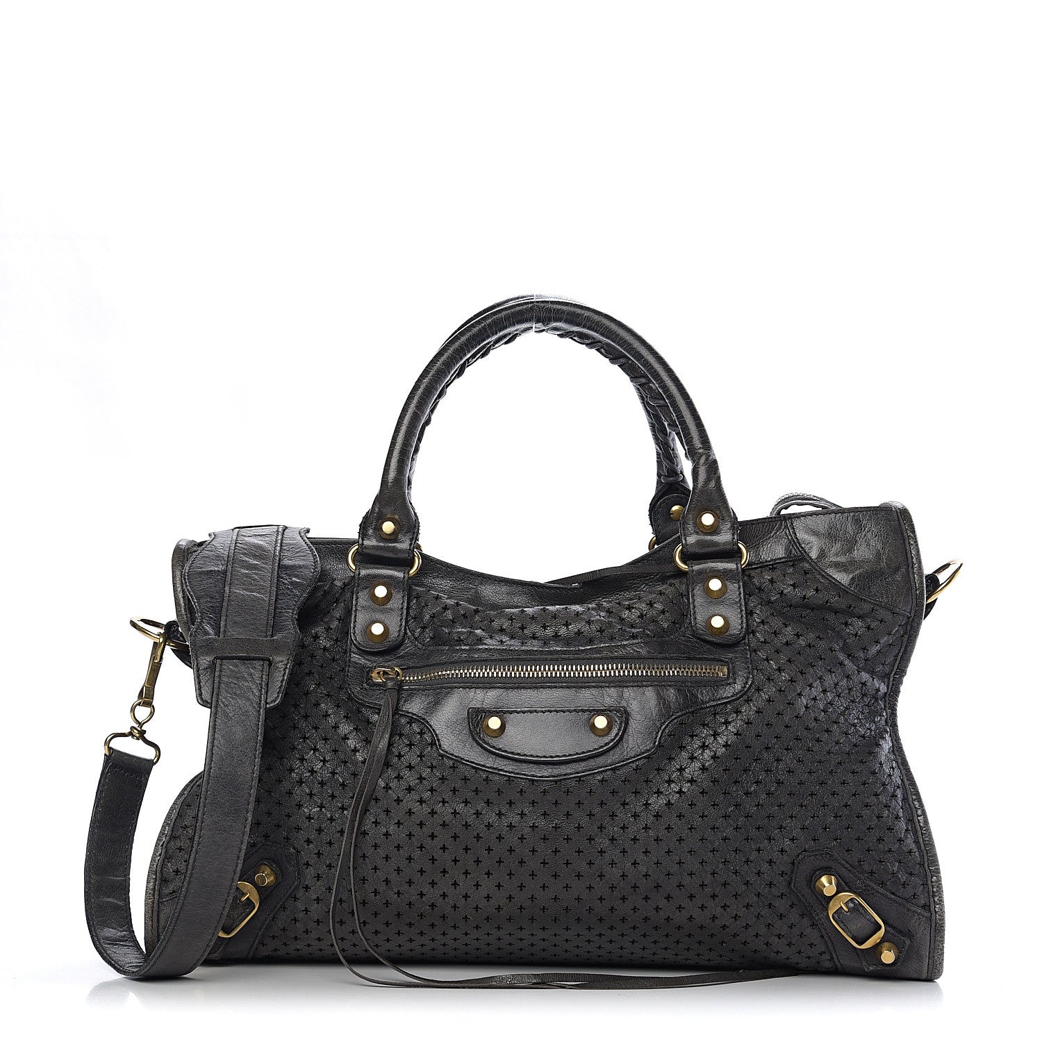 Balenciaga Agneau Laser Cut Cross Classic Gold Hardware City Grey 1 of 9