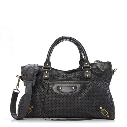 Balenciaga Agneau Laser Cut Cross Classic Gold Hardware City Grey 1 of 9