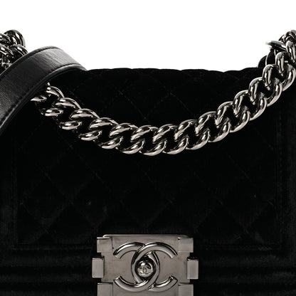 Chanel Velvet Quilted Small Boy Flap Black 8 of 12