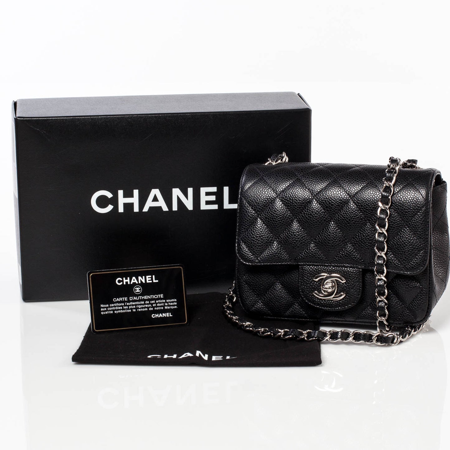 Caviar Quilted Mini Flap Black SHW