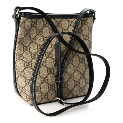 Gucci GG Supreme Monogram Emblem Nano Bucket Bag Black 3 of 9