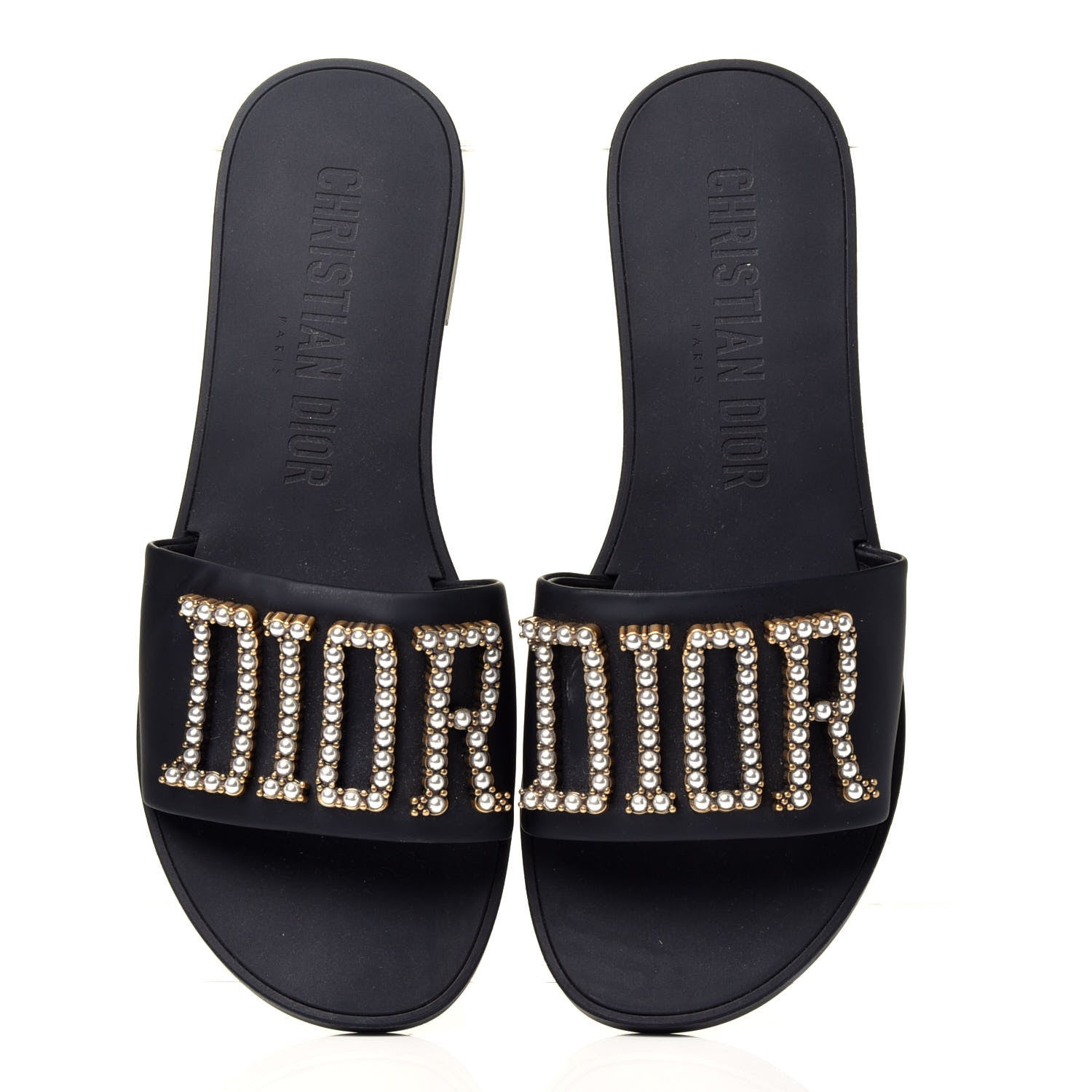 Christian Dior Matte Calfskin Pearl Dio(r)evolution Slide Sandals 38 Black 5 of 10