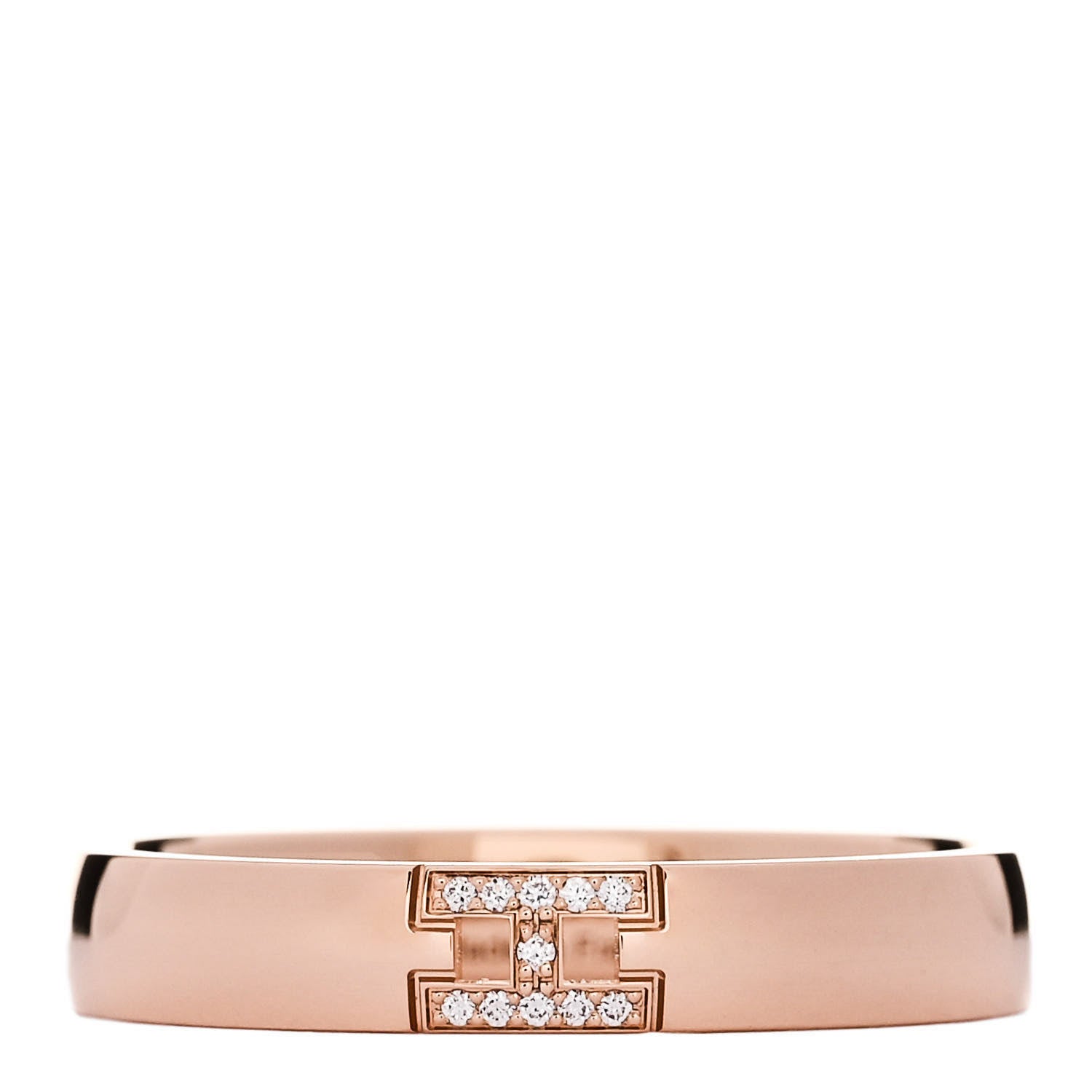 Hermes 18K Rose Gold Diamond Ever Herakles Wedding Band Ring 59 8.75 1 of 6
