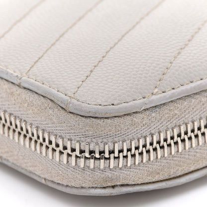 Saint Laurent Grain De Poudre Matelasse Chevron Monogram Zip Around Wallet Granite 9 of 10